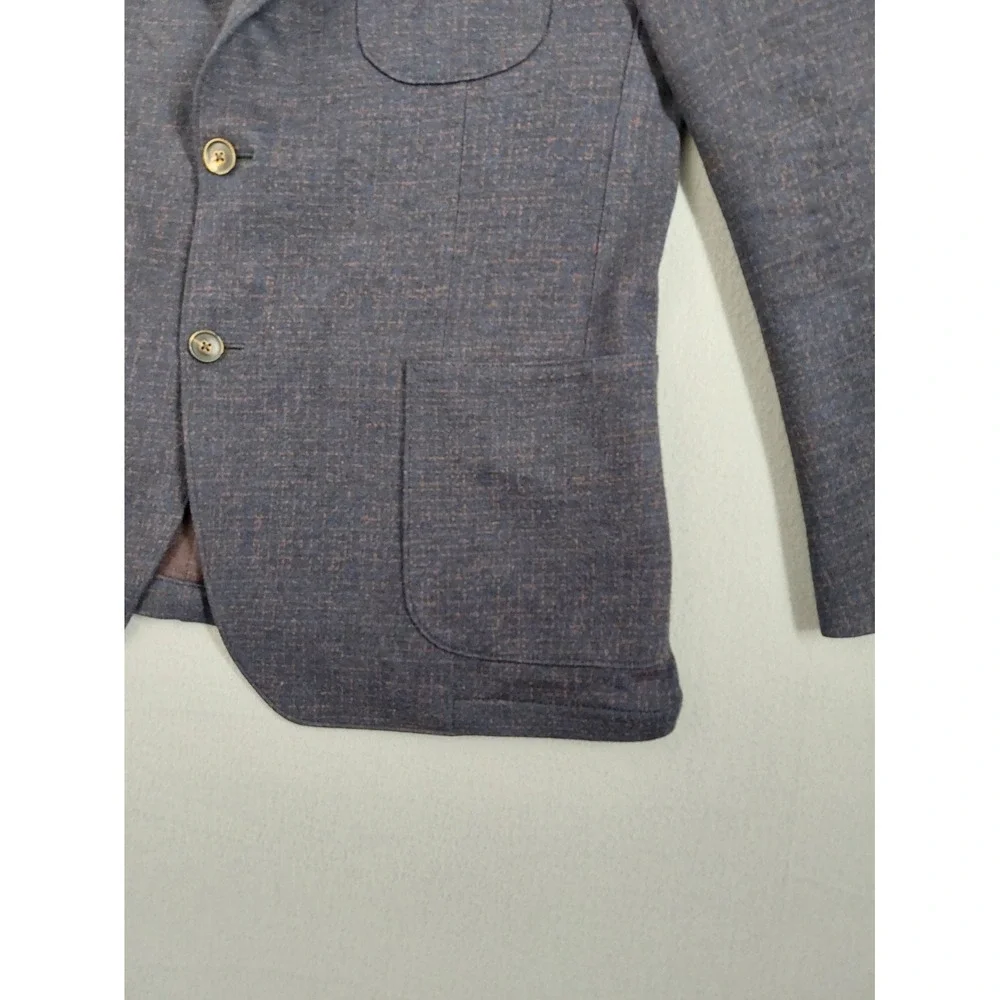 Samuelsohn Men Blazer Jacket 44R Blue Herringbone 100% Wool Single Breasted Work